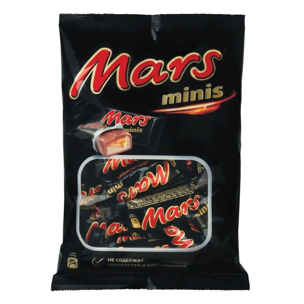 Батончики шоколадные мини MARS "Minis" с нугой и карамелью в молочном шоколаде, 182 г, 226 620277