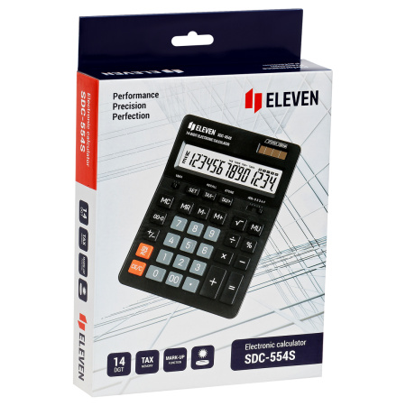 Калькулятор настольный Eleven SDC-554S, 14 разрядов, двойное питание, 155*205*36мм, черный SDC-554S 339207 - МСК «Форвард»