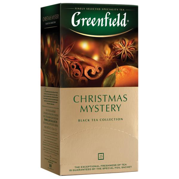 Чай GREENFIELD "Christmas Mystery" черный, 25 пакетиков в конвертах по 1,5 г, 620382
