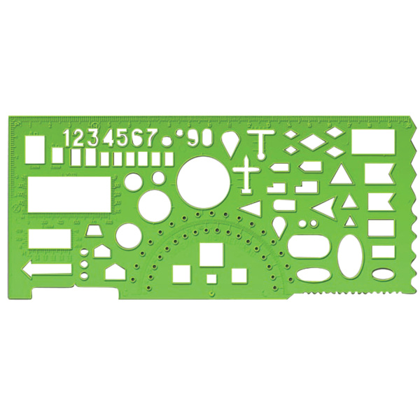 Линейка офицерская 20 см , зеленая, 65 тактических элементов, отливная шкала, ТТ01 210081