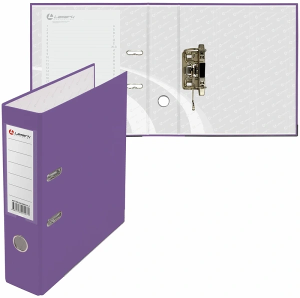 Папка регистратор 80мм А4 РР фиолетовая, металлическая окантовка, карман AF0600-VL1/AF0600-VL1 Lamark (Ламарк) 128/73309 - МСК «Форвард»