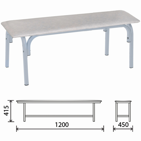 Банкетка без спинки "Астрид" (ш1200*г450*в415),каркас св.-серый, кожзам св.-серый, БМ9 К-05,531255 