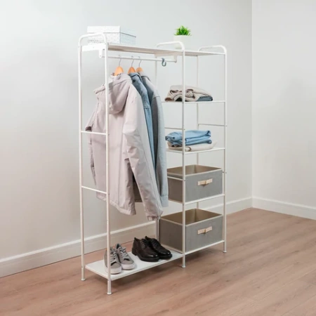 Вешалка-стеллаж ZMI "Валенсия-1", 1555х1090х300 мм, 7 полок, металл, белая, ГСВ1 Б 700929 - МСК «Форвард»