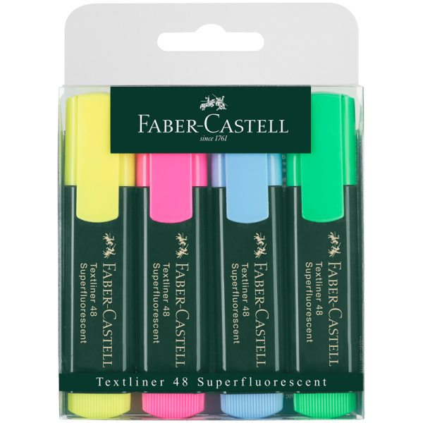 Набор текстовыделителей FABER-CASTELL 4 шт., АССОРТИ, "1548", линия 1-5 мм, 154804 286183