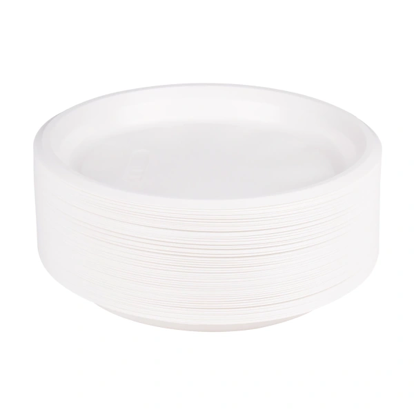 Одноразовые тарелки плоские, КОМПЛЕКТ 100шт, пластик, d=220мм, СТАНДАРТ,бел,ПП,хол/гор, LAIMA,602649