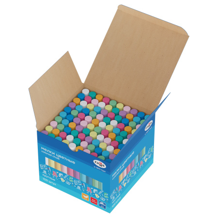 Мелки школьные Гамма, цветные, 100шт., мягкие, круглые, картонная коробка 60825_100 385996 - МСК «Форвард»